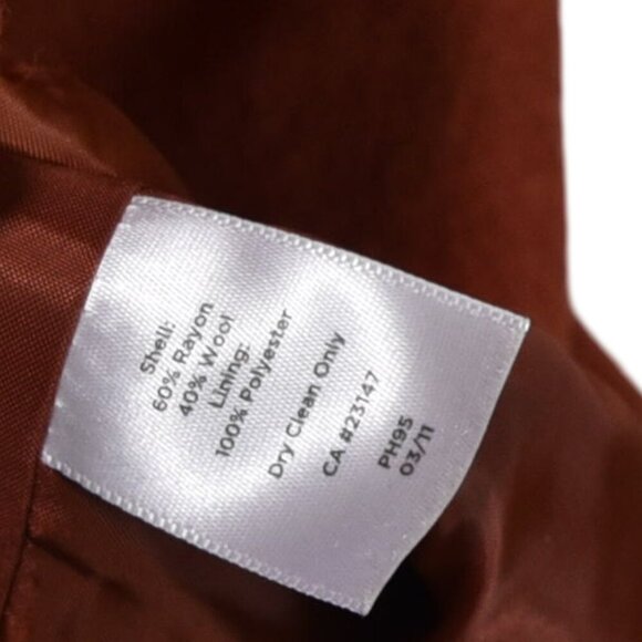 Talbots Cowl Collared Coat in Rust Orange Sz 12 60% Rayon 40% Wool Button Jacket - Picture 9 of 10